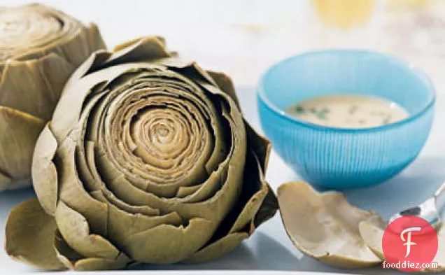 Artichokes with Roasted Garlic-Wine Dip