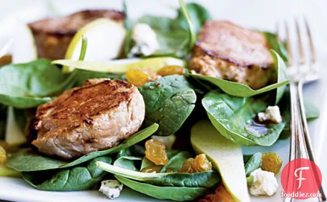 Warm Spinach Salad with Pork and Pears