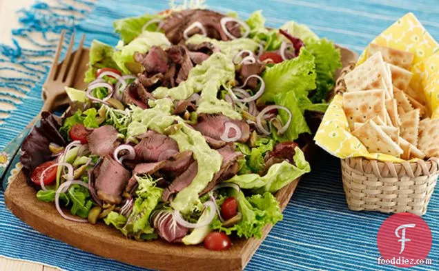 Grilled Steak Salad with Creamy Avocado Dressing