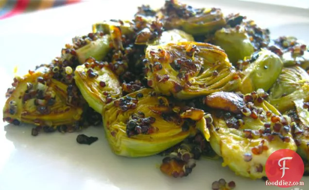 Pan Roasted Baby Artichokes With Pistachios, Lemon And Black Qu