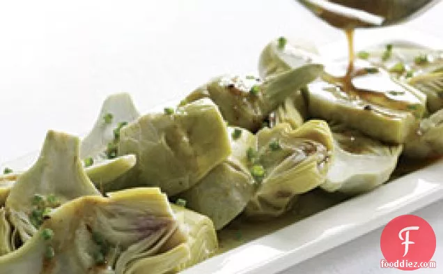Steamed Baby Artichokes With Lemony Brown-butter Sauce & Chives