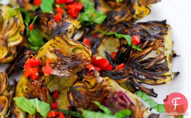 Grilling: Artichokes With Mint And Chilies