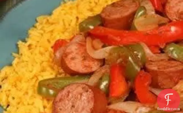 Spicy Yellow Rice and Smoked Sausage