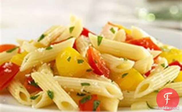 White Fiber Mini Penne with Sweet Peppers and Parmigiano-Reggiano