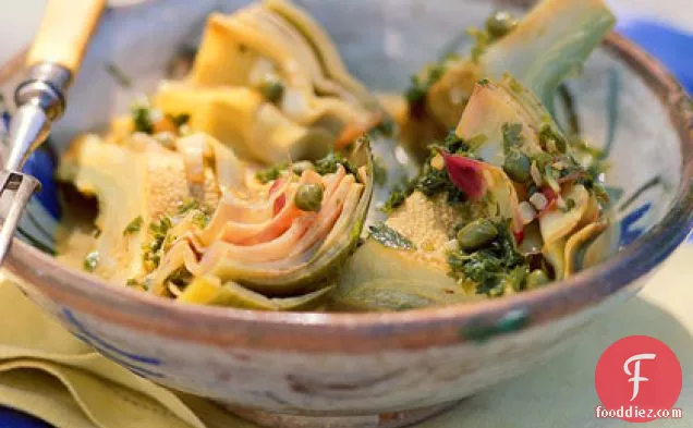 Braised Artichokes with Capers and Parsley