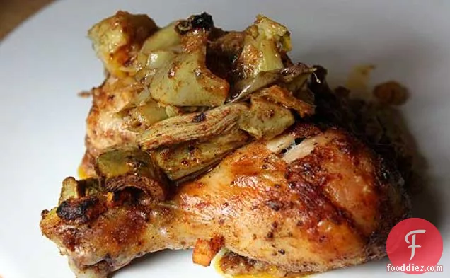 Baked Chicken With Artichokes, Cinnamon, And Preserved Lemons