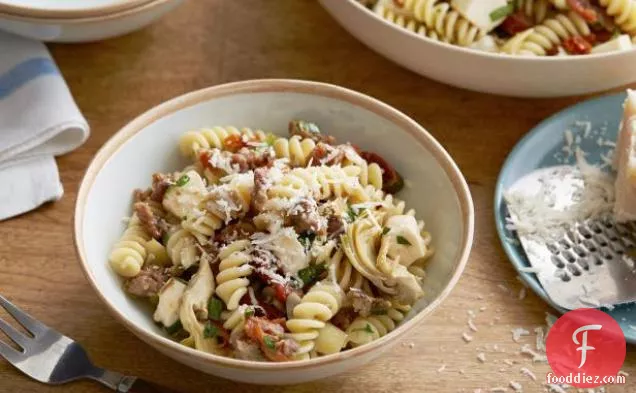 Fusilli with Sausage, Artichokes, and Sun-Dried Tomatoes