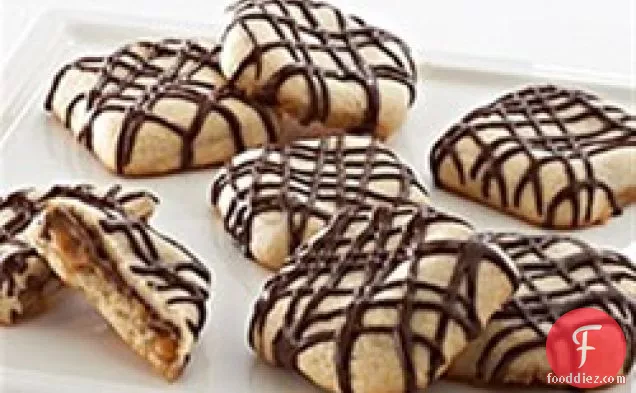 Sugar Cookies with Caramel Pockets and Chocolate Drizzle