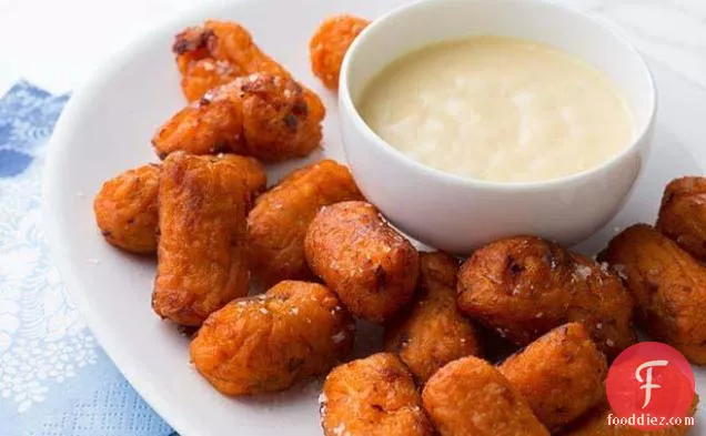 Sweet Potato and Bacon Tots with Creamy Mustard Dipping Sauce