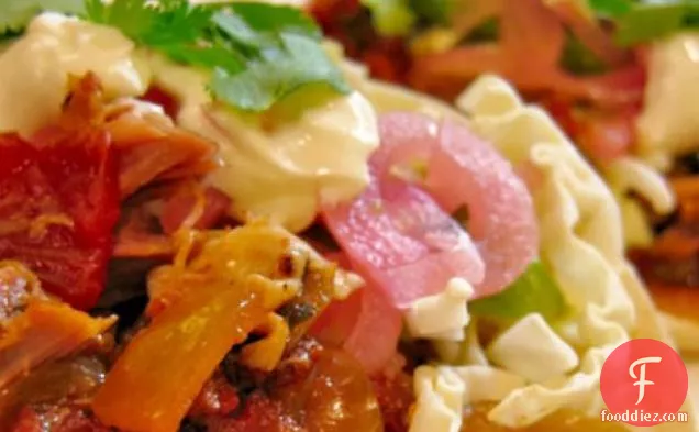Slow-Cooked Pork Tacos with Fire-Roasted Tomatoes and Pickled Onions