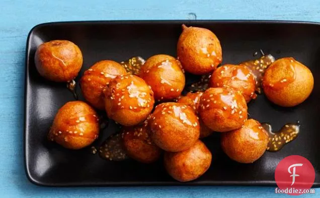 Rice Fritters With Sesame Caramel