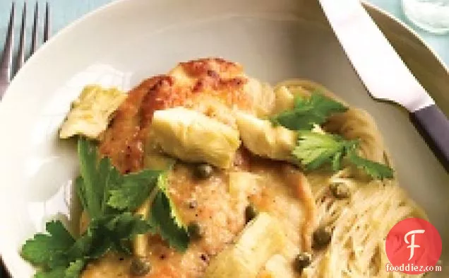 Chicken With Artichokes And Angel Hair
