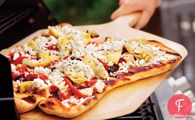 Greek Pizza with Chicken and Artichokes