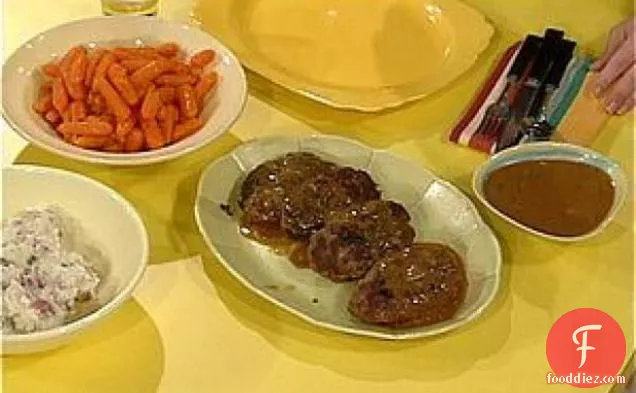 Meatloaf Patties, Smashed Potatoes, and Pan Gravy
