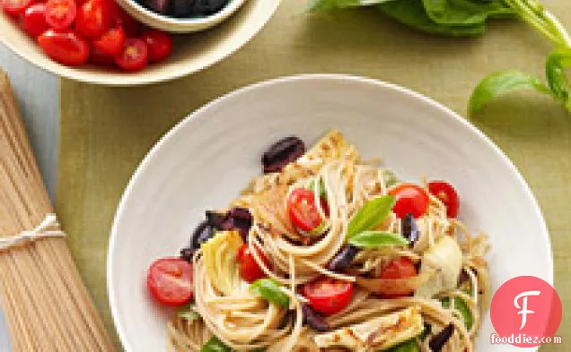Mediterranean Pasta With Artichokes, Olives, And Tomatoes