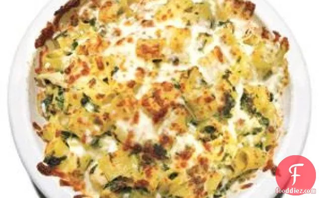 Cheesy Baked Pasta With Spinach And Artichokes Recipe