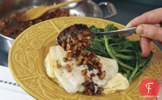 Sole Fillets With Toasted Pine Nuts, Lemon, And Basil