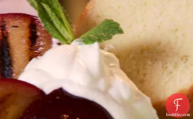 Cream Cheese Pound Cake with Grilled Plums