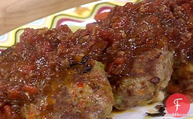 Spicy Sausage Meatloaf Patties with Italian Barbecue Sauce