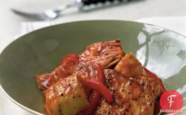 Pork Medallions with Red Peppers and Artichokes