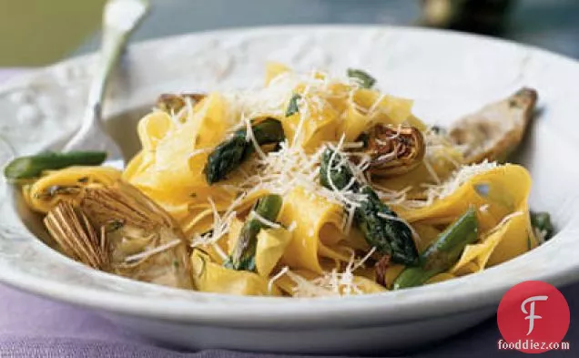 Pappardelle with Lemon, Baby Artichokes, and Asparagus