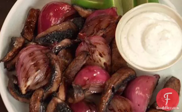 Grilled Onions and Mushrooms with Limed Sour Cream