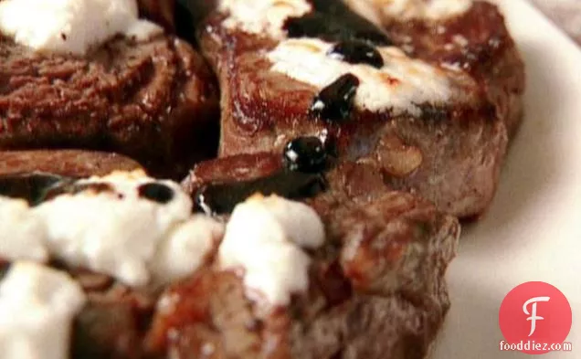 Filet Mignon with Balsamic Syrup and Goat Cheese