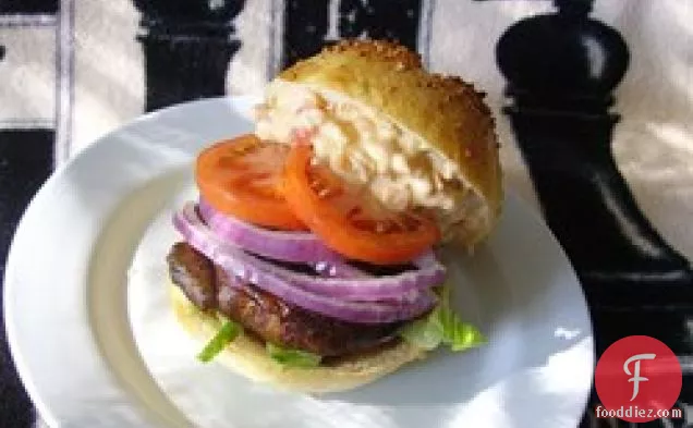 Portabella Mushroom Burgers with Red Pepper Mayonnaise