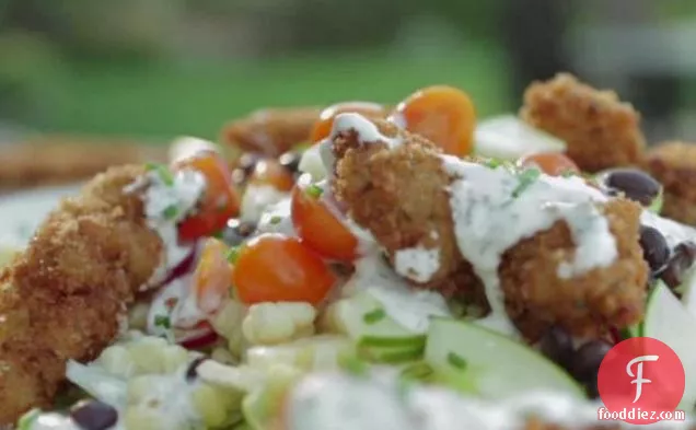 Fried Chicken Salad with Buttermilk-Chive Dressing