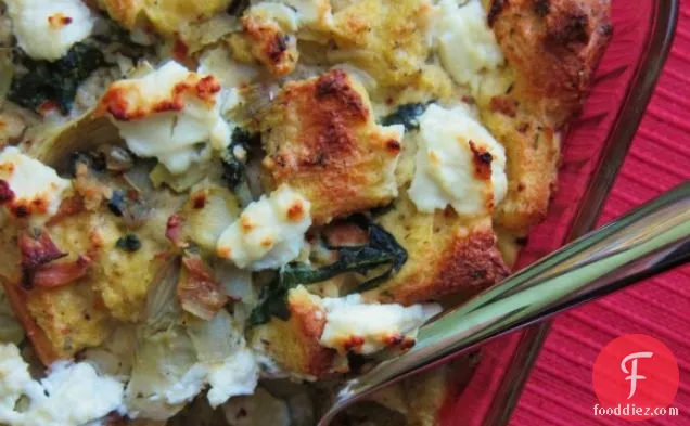 Artichoke, Spinach And Goat Cheese Strata