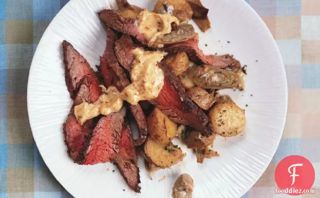 Flank Steak With Artichoke-potato Hash And Aleppo-pepper Aioli