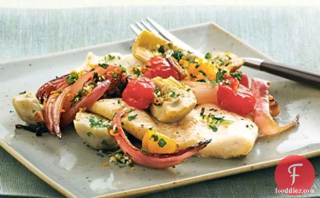 आटिचोक के साथ भुना हुआ मछली