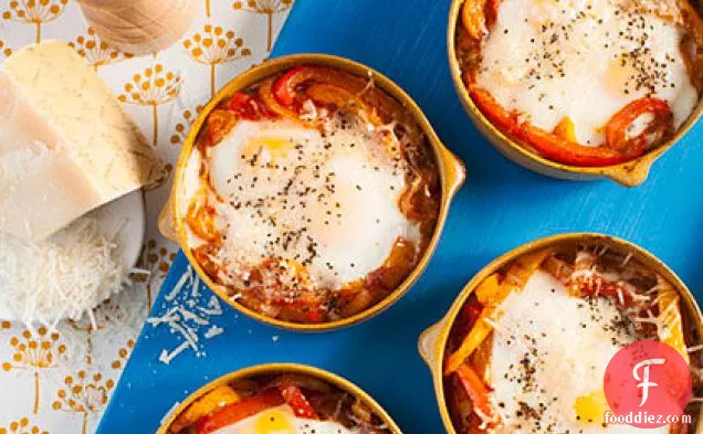 Parmesan-Baked Eggs with Peppers