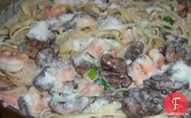 Shrimp and Portobello Mushroom Fettuccine