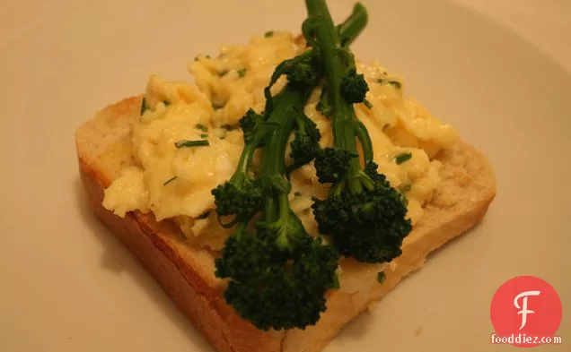 Purple Sprouting Broccoli With Scrambled Duck Eggs And Chives