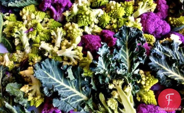 Roasted Cauliflower And Broccoli With Mint And Caper Vinaigrette
