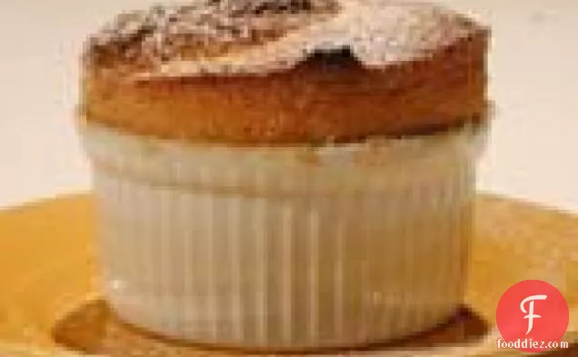 Apricot Souffles with Vanilla Rum Whipped Cream