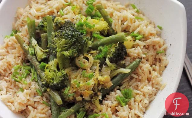 Broccoli, Green Beans And Leeks Brown Rice