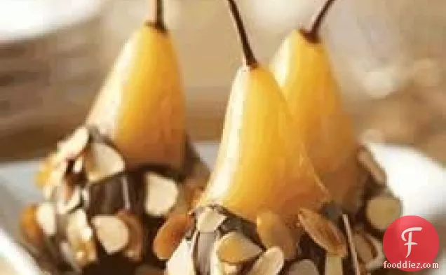 Almond Chocolate Poached Pears