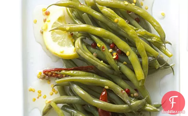 Spicy, Crunchy Pickled Green Beans with Lemon