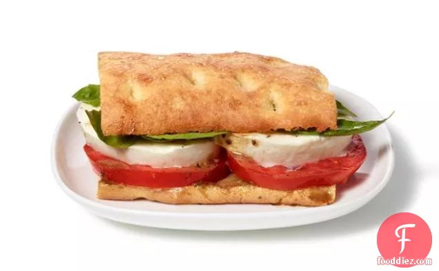 Almost-Famous Tomato, Basil and Mozzarella Flatbread Sandwiches