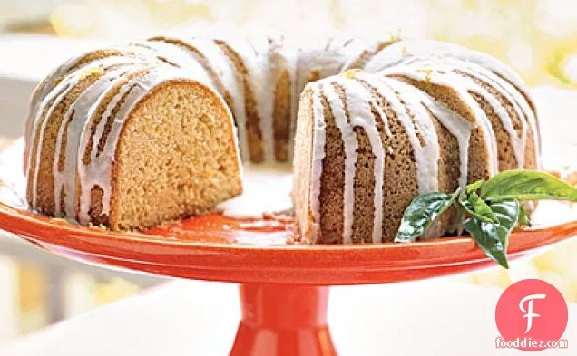 Pound Cake with Lemon-Basil Glaze