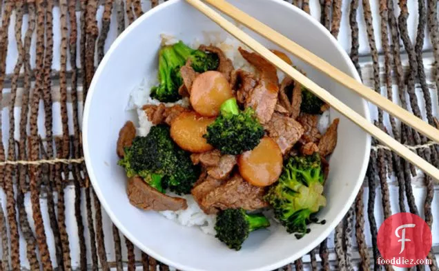 Broccoli Beef With Water Chestnuts And Jasmine Rice