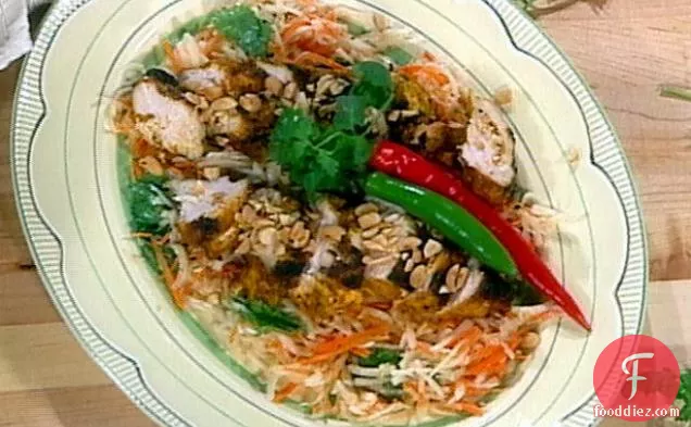 Grilled Tandoori-Spiced Chicken over Green Papaya Salad