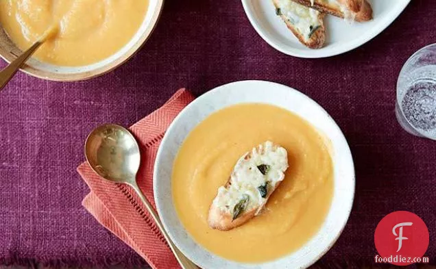 Butternut Squash Soup with Fontina Cheese Crostini