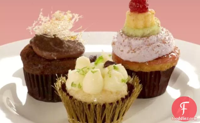 Gluten-Free Chocolate-Cardamom Cupcakes with Chocolate Buttercream, Spun Sugar Bird's Nests and Jewel-Encrusted Bird's Eggs