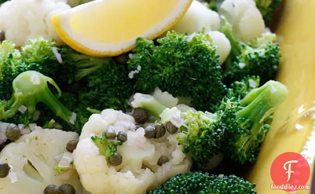 Broccoli And Cauliflower Salad With Capers In Shallot Lemon Vin