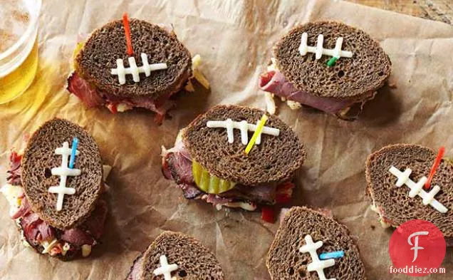 Pastrami Football Finger Sandwiches