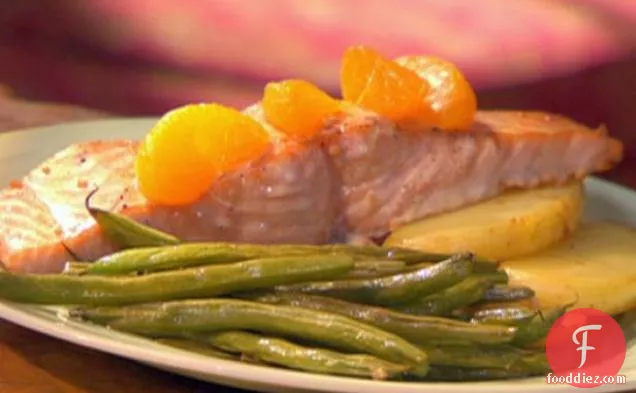 Teriyaki Roasted Salmon with Oranges, Fingerling Potatoes and Haricots Verts