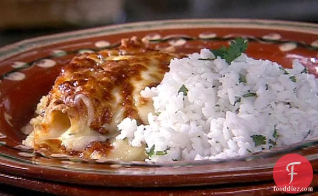 Chicken Enchiladas with Green Sauce and Long-Grain Rice